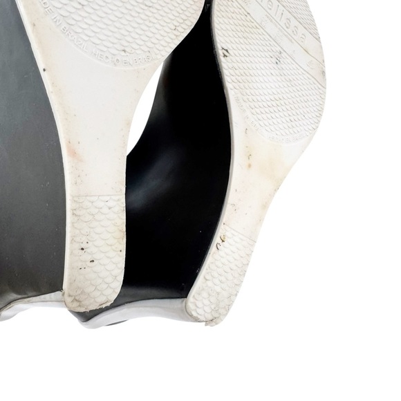 Melissa Black and White Patchuli Peep Toe Jelly Ankle Strap Wedge Shoe Size 6 - Picture 9 of 12
